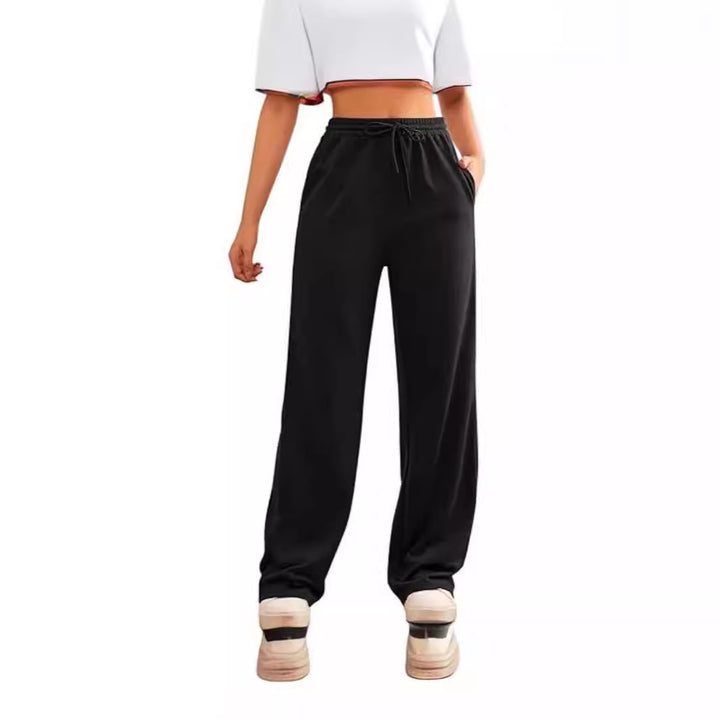 Damen nan fließende Relax-Palazzohose mit hohem Komfortbund, Kordelzug und seitlichen Einschubtaschen Drune