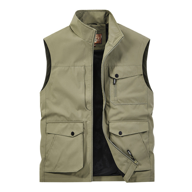 Herren Outdoor-Utilityweste mit Multitaschen, Reißverschluss und Meshfutter Drune