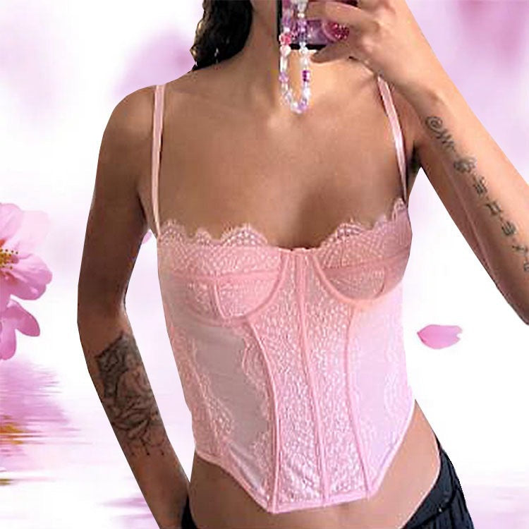Damen Spitzen-Corsage mit verstellbaren Trägern und formendem Schnitt Drune