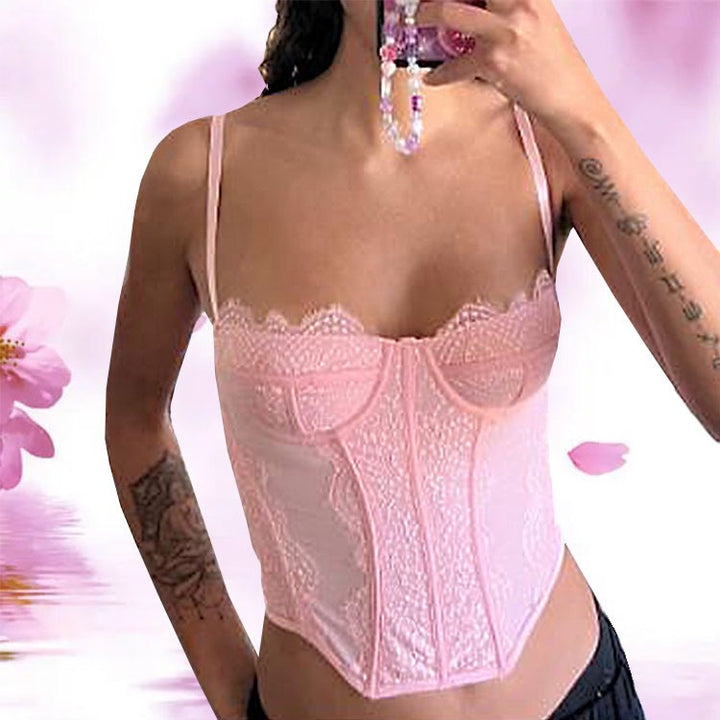 Damen Spitzen-Corsage mit verstellbaren Trägern und formendem Schnitt Drune