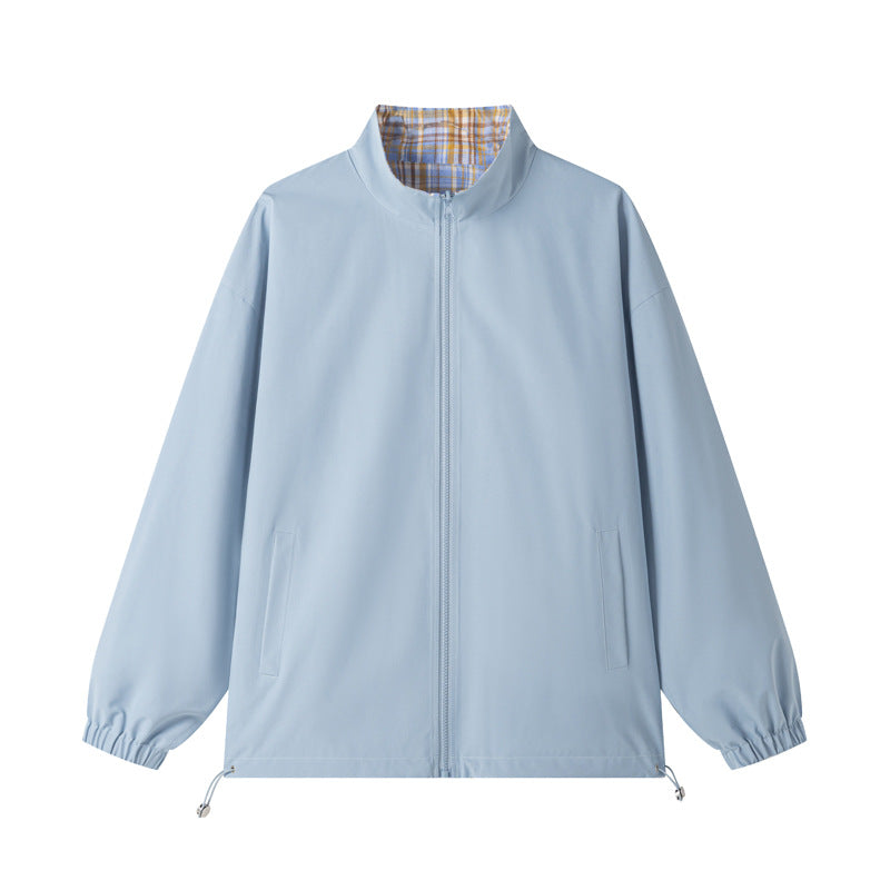 Damen Modische Freizeitjacke mit kariertem Kragen Drune