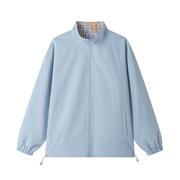Damen Modische Freizeitjacke mit kariertem Kragen Drune