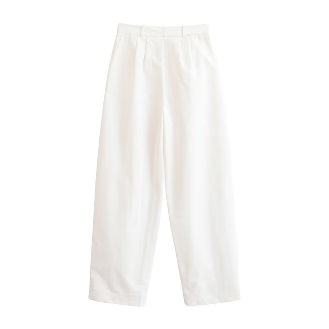 Damen Elegante High‑Waist Palazzo‑Hose mit Bügelfalte und geradem weitem Bein Drune