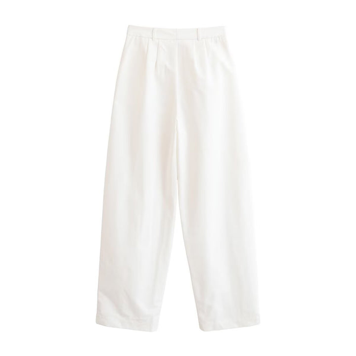 Damen Elegante High‑Waist Palazzo‑Hose mit Bügelfalte und geradem weitem Bein Drune