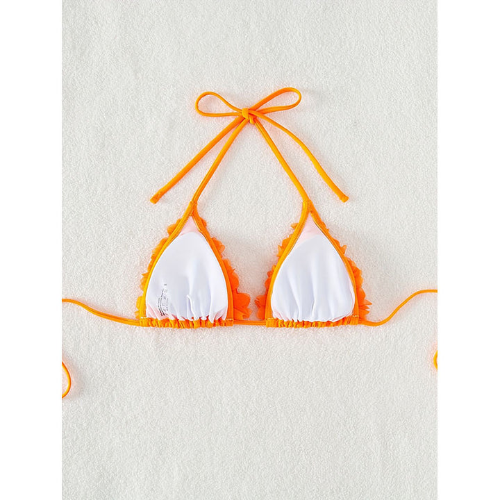 Damen Triangel-Bikini mit verspielten Blumenapplikationen Drune