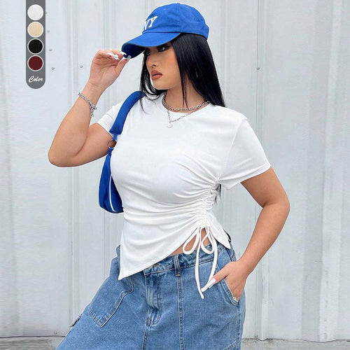 Damen T-Shirt mit seitlichen Riemen und asymmetrischem Schnitt Drune