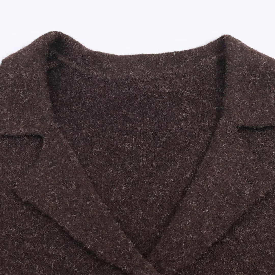 Damen modischer Strickblazer mit elegantem Revers Drune
