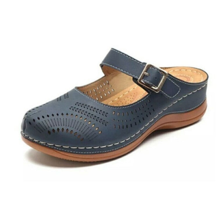 Damen Komfort Leder Clogs Sandalen Drune