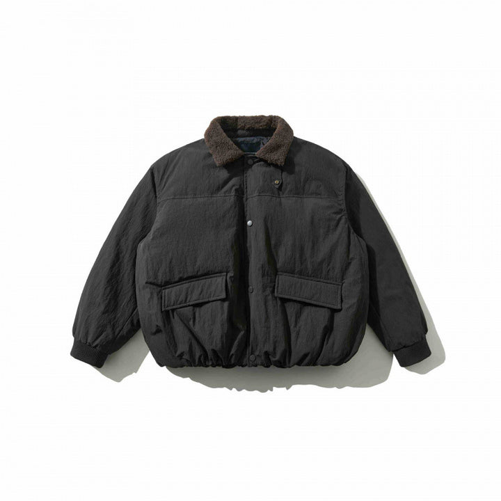 Herren Gepolsterte Bomberjacke mit Teddykragen, Pattentaschen und elastischem Saum Drune