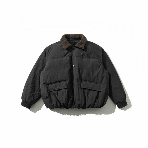 Herren Gepolsterte Bomberjacke mit Teddykragen, Pattentaschen und elastischem Saum Drune