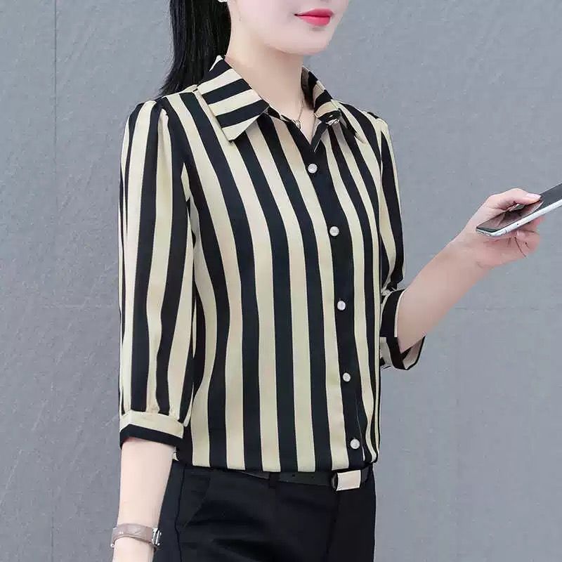 Damen gestreifte Bluse mit modischem Schnitt Drune