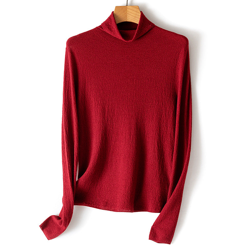 Damen Feiner Crinkle-Rollkragenpullover mit leichtem Fall Drune