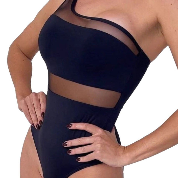 Damen Hochgeschnittener Einteiler mit transparenten Einsätzen Drune