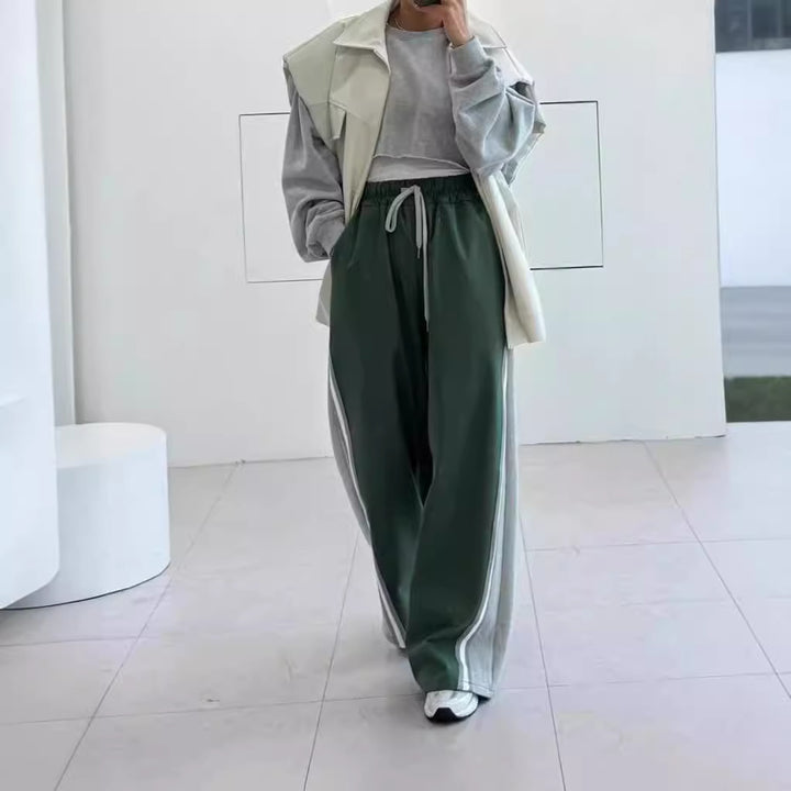 Unisex weite zweifarbige Jogginghose mit Seitenstreifen und Tunnelzug Drune
