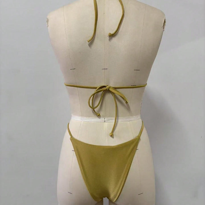 Damen Triangel-Bikini-Set mit modischen Metallringen Drune