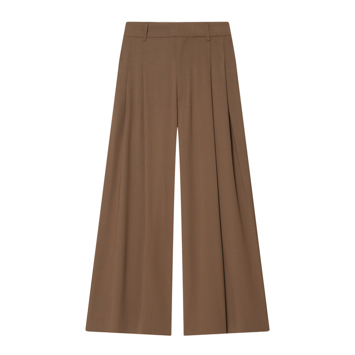 Damen nan hochtaillierte weite Bundfalten-Hose mit weitem Bein und Bügelfalte Drune