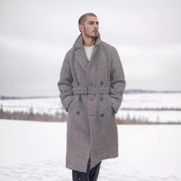 Herren eleganter und warmer Wollmantel Drune