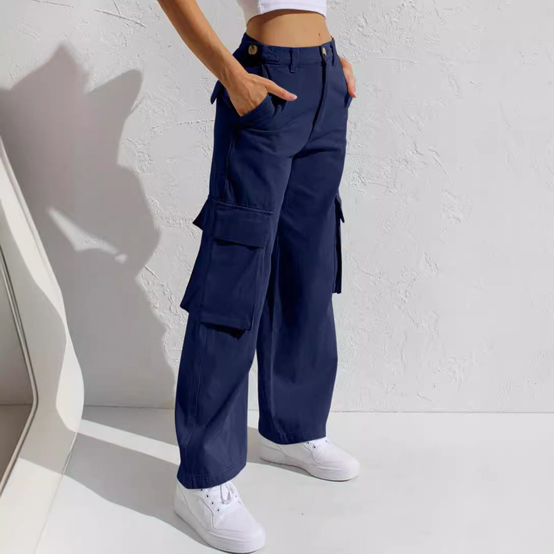 Damen Moderne Cargo-Hose mit funktionalen Seitentaschen und lässigem Schnitt Drune