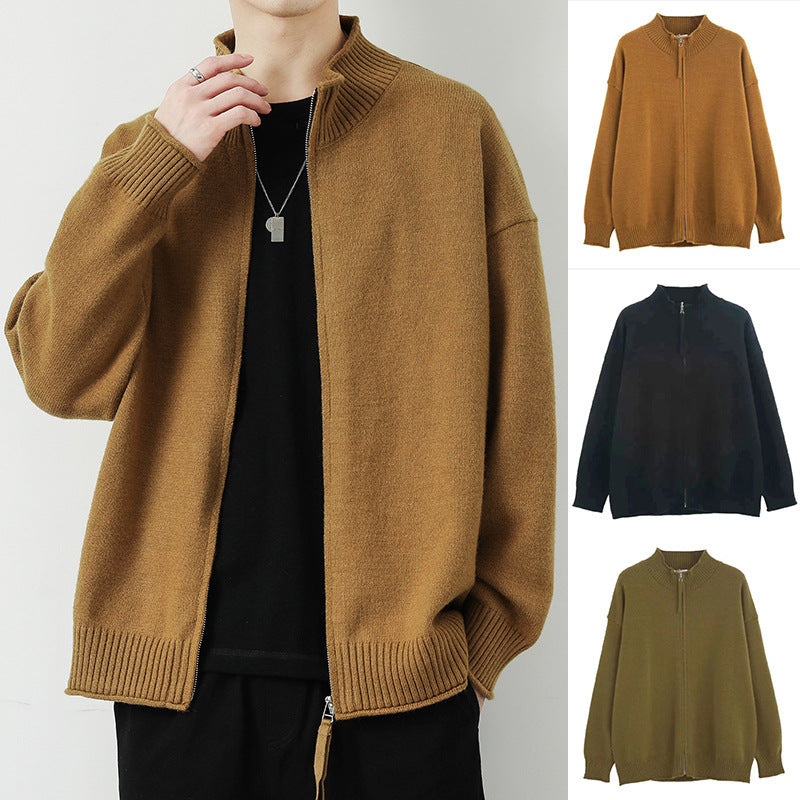 Damen Freizeit Strickjacke mit hohem Kragen und Reißverschluss Drune