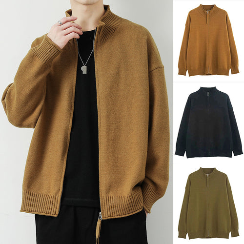 Damen Freizeit Strickjacke mit hohem Kragen und Reißverschluss Drune