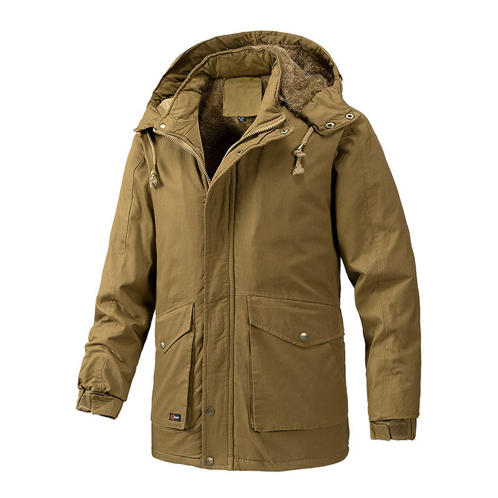 Herren Canvas-Parka mit Sherpa-Innenseite, verlängerter Schnitt und Utility-Ärmeltasche Drune