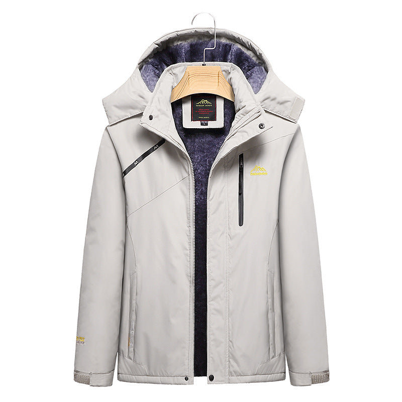 Damen Wattierte Winterjacke mit Fleece‑Innenfutter, abnehmbarer Kapuze und wasserdichter Softshell-Außenlage Drune