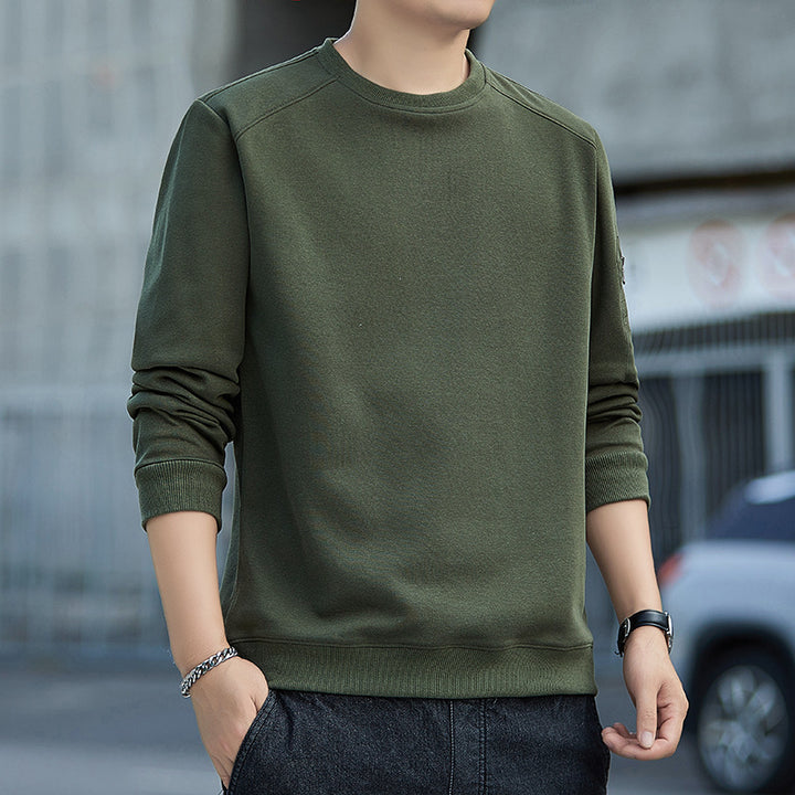 Herren Minimalistisches Sweatshirt mit Raglanärmeln und Reißverschluss-Ärmeltasche Drune