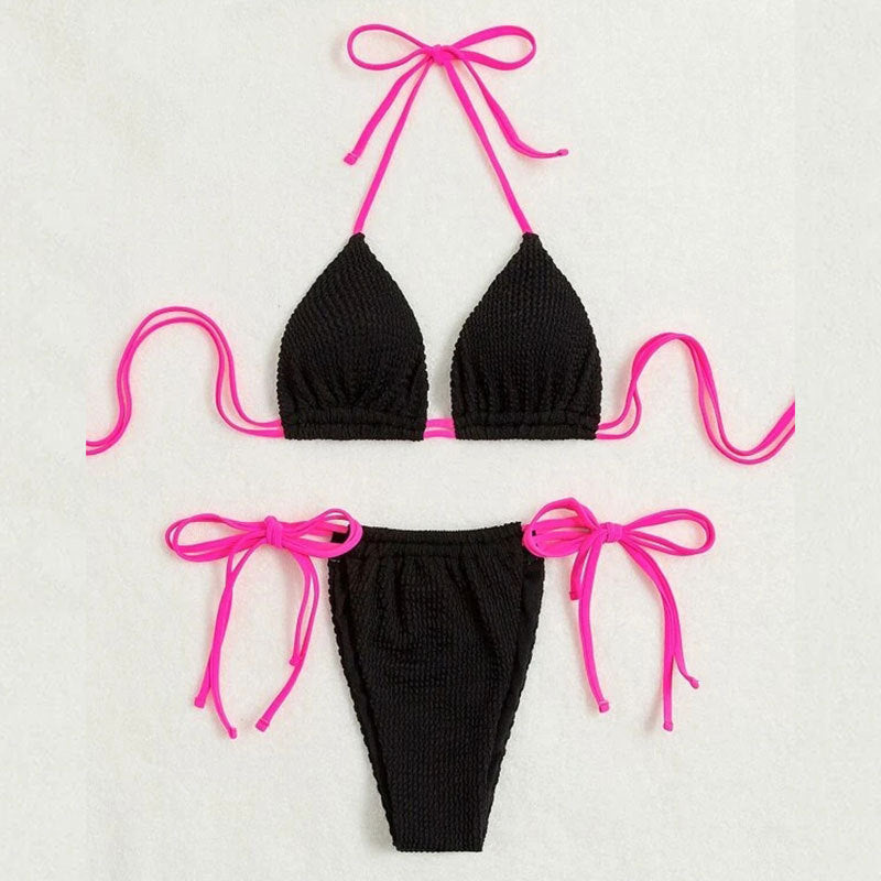 Damen Triangel-Bikini-Set mit verstellbaren Schnürungen Drune