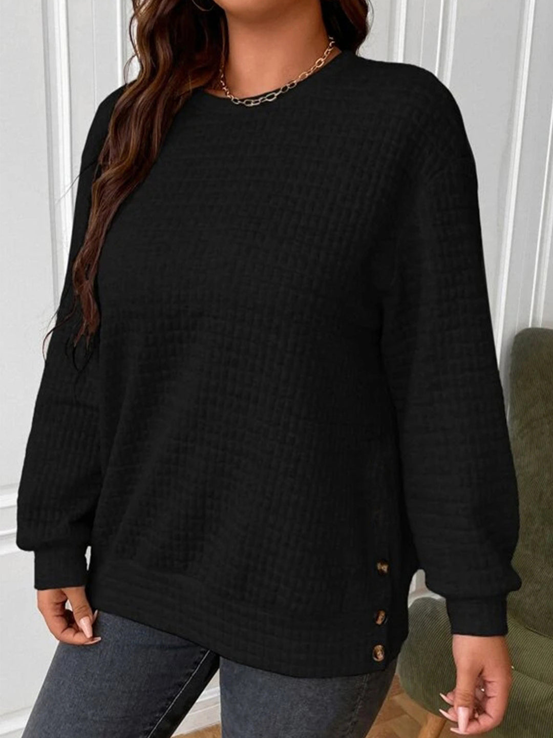 Damen lässiger Sweatshirt mit strukturiertem Design Drune