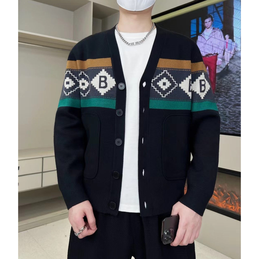 Herren Modische Strickjacke mit grafischem Muster Drune