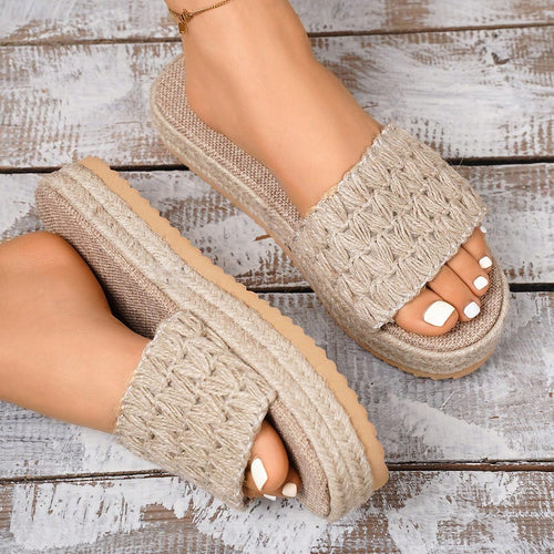 Damen trendige Plateausandalen mit geflochtenem Riemendesign Drune