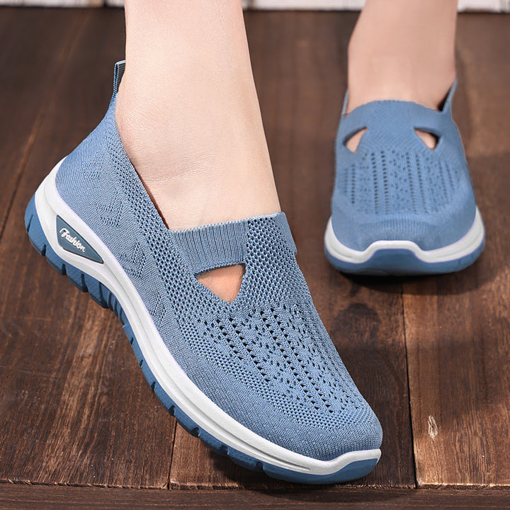 Damen nan gestrickter Schlupfsneaker mit atmungsaktivem Obermaterial und stoßdämpfender Profilsohle Drune