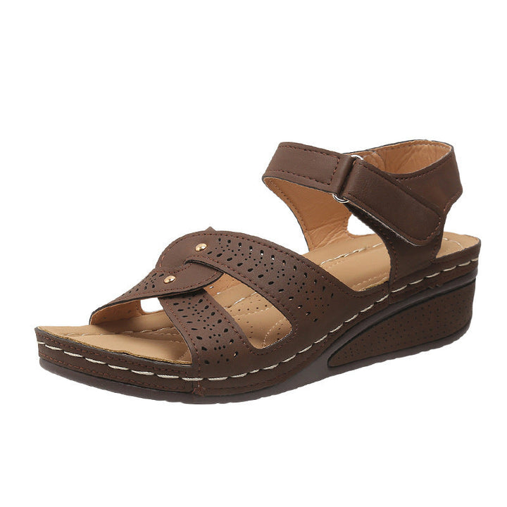 Damen Bequeme Riemchen-Sandalen mit verstellbarem Klettverschluss und anatomischem Fußbett Drune