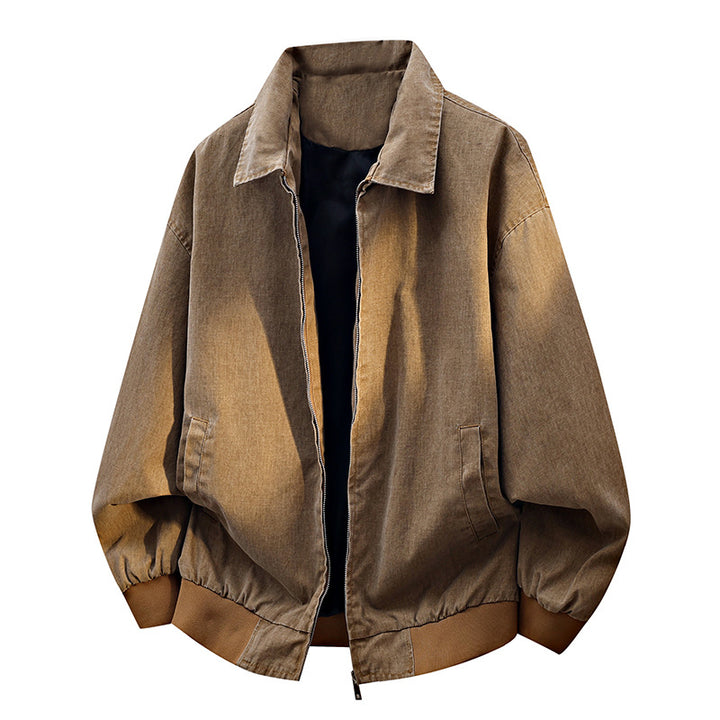 Herren oversized Freizeit-Bomberjacke aus Baumwollmix mit Reißverschluss, Stehkragen und elastischen Bündchen Drune