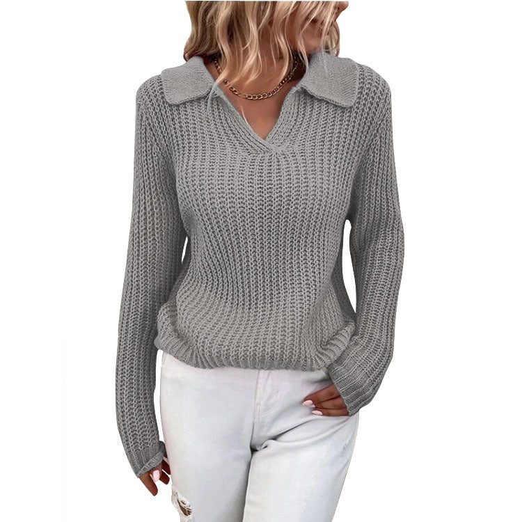 Damen Strickpullover mit strukturiertem Design und modernem V-Ausschnitt Drune