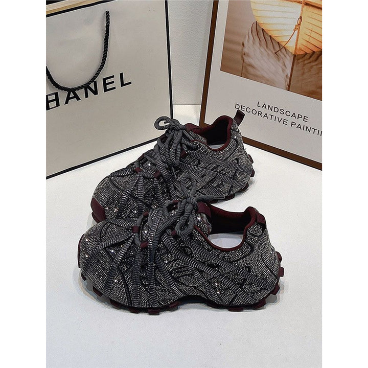 Damen Glamouröse kristallbesetzte Chunky-Sneaker mit skulpturierter Sohle Drune