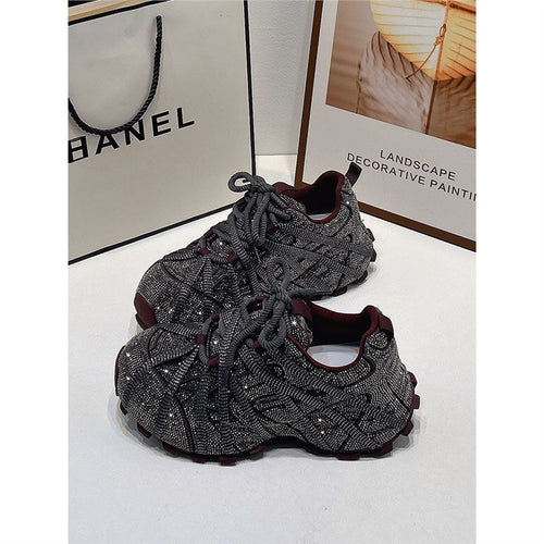 Damen Glamouröse kristallbesetzte Chunky-Sneaker mit skulpturierter Sohle Drune
