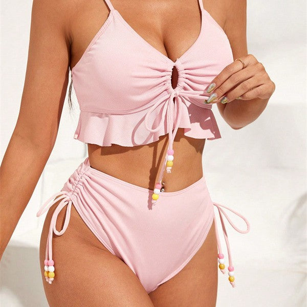 Damen Badeanzug mit Rüschendetails und verstellbaren Trägern Drune