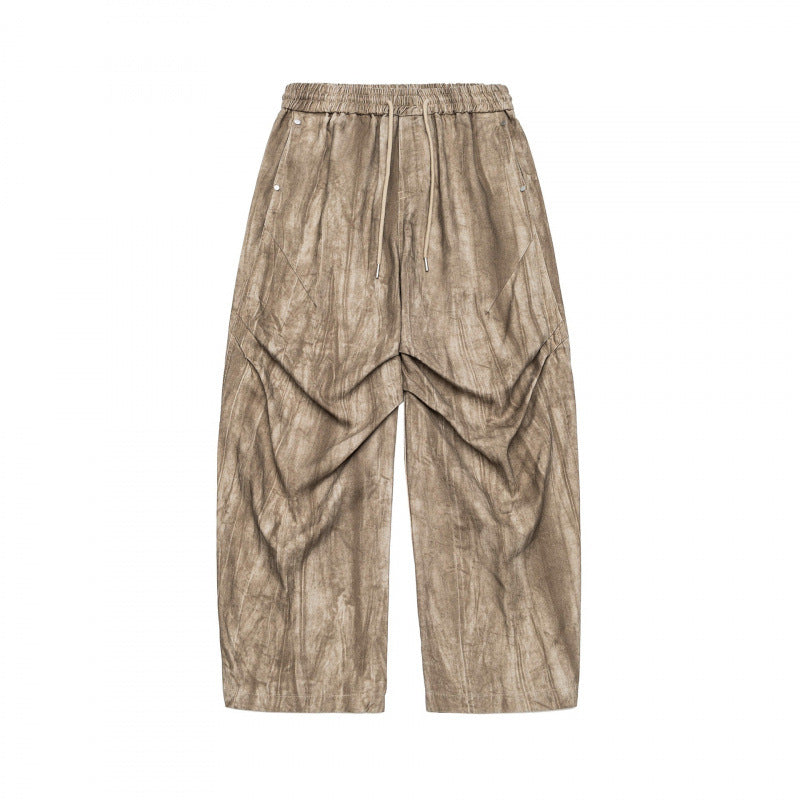 Unisex Weite Cropped-Hose mit asymmetrischen Lageinsätzen, elastischem Bund und beschichteter Struktur Drune