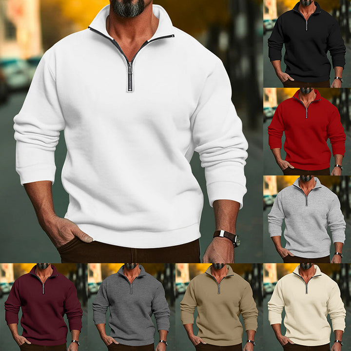 Herren Sweatshirt mit halblangem Reißverschluss und weichem Innenfutter Drune