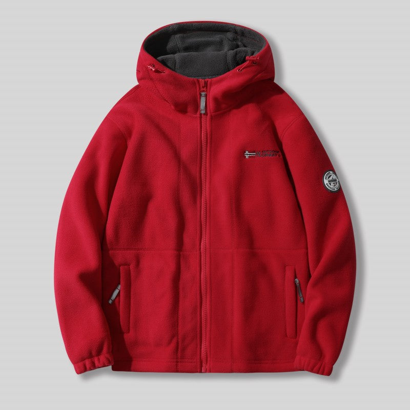 Herren Fleecejacke mit abnehmbarer Kapuze Drune