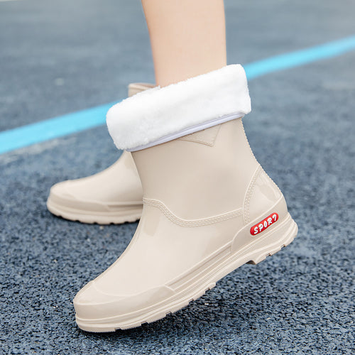 Damen Ankle‑Gummistiefel im Chelsea‑Stil mit glänzender Schutzschicht und griffiger Profilsohle Drune