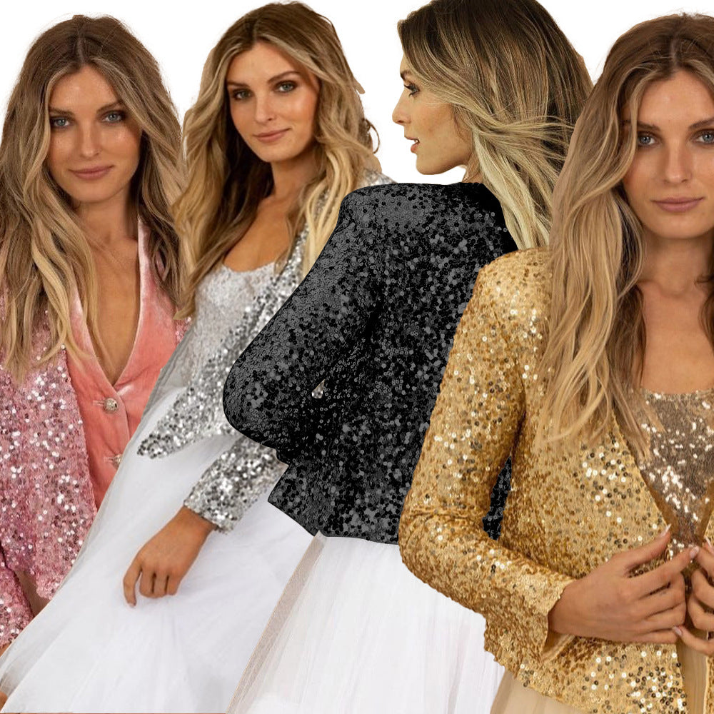 Damen Glitzernder Blazer mit Paillettenbesatz und elegantem Schnitt Drune
