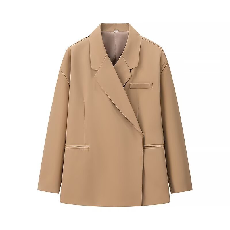 Damen Oversize-Kastenblazer mit schlichten Leistentaschen und weitem Revers Drune