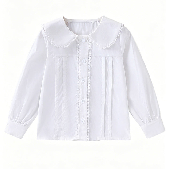 Mädchen Bluse mit Rüschendetails und klassischem Kragen Drune