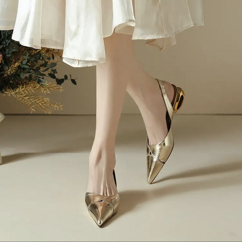 Damen Spitz zulaufende Slingback‑Pumps mit skulpturellem Hohlabsatz Drune
