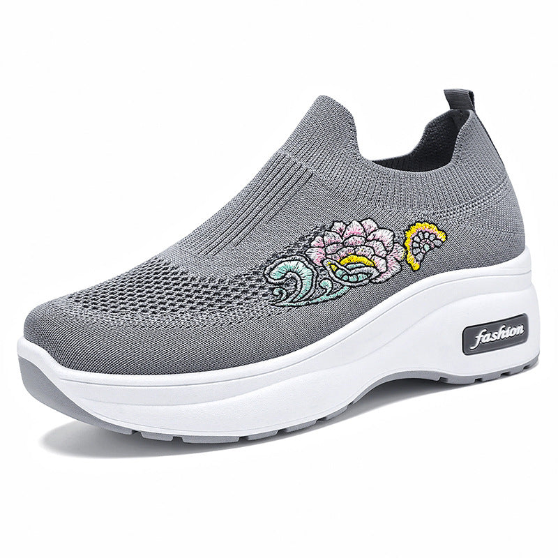 Damen Sportliche Stretch-Sneaker mit floraler Applikation und dämpfender Sohle Drune