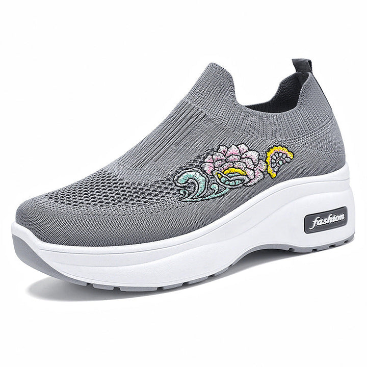 Damen Sportliche Stretch-Sneaker mit floraler Applikation und dämpfender Sohle Drune