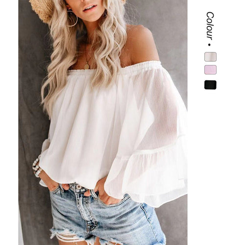 Damen Bluse mit weitem Ärmel und off-shoulder Design Drune