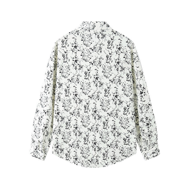 Damen Langärmliges Hemd mit floralem Allover-Print und klassischem Kragen Drune